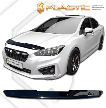 1 839 р. Дефлектор капота (рынок Японии правый руль) CA-Plastic Subaru Impreza GK седан дорестайлинг (2016-2020) (серия Classic черный)  с доставкой в г. Воронеж. Увеличить фотографию 2