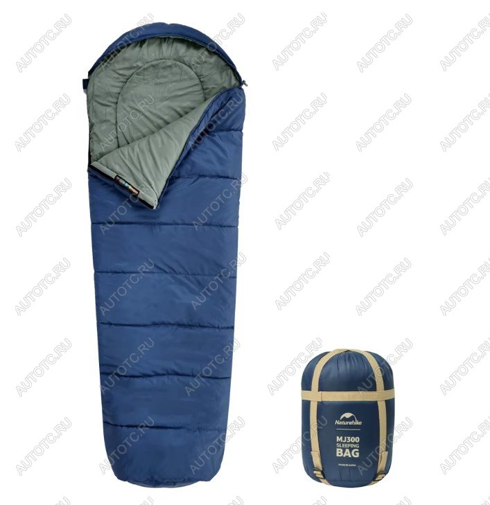 2 999 р. Мешок спальный Naturehike Mummy MJ300, 205х75 см, (правый) (ТК: +4C), синий  cnk2300sd014-nbl  с доставкой в г. Воронеж