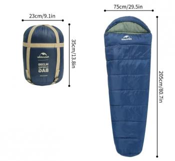 2 999 р. Мешок спальный Naturehike Mummy MJ300, 205х75 см, (правый) (ТК: +4C), синий  cnk2300sd014-nbl  с доставкой в г. Воронеж. Увеличить фотографию 2