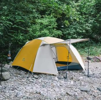 11 449 р. Палатка Naturehike Cloud-Creek PRO, 2-местная, бежево-желтая  cnk2300zp024-2ypro  с доставкой в г. Воронеж. Увеличить фотографию 2