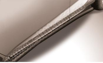 Защита порогов d57 с гибами Slitkoff Chery Tiggo T11 рестайлинг (2013-2016) (нержавейка с полимерным покрытием, цвет черный)