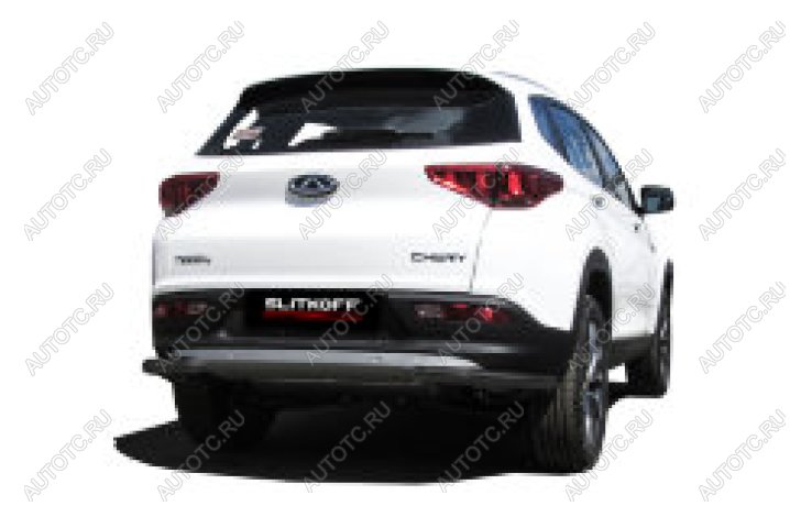 8 199 р. Защита заднего бампера уголки d57 Slitkoff  Chery Tiggo 7 (2016-2020) (нержавейка с полимерным покрытием в цвет черный)  с доставкой в г. Воронеж