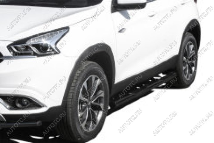 17 699 р. Защита порогов d76 с проступями Slitkoff  Chery Tiggo 8  (T18) (2018-2022) дорестайлинг (нержавейка с полимерным покрытием в цвет черный)  с доставкой в г. Воронеж
