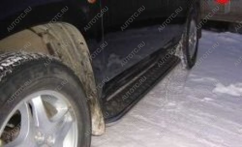 22 899 р. Защита порогов d57 с листом Slitkoff  Ford Explorer  U502 (2017-2019) 2-ой рестайлинг, 5 дв. (нержавейка с полимерным покрытием в цвет черный)  с доставкой в г. Воронеж