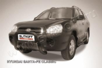 Защита переднего бампера кенгурятник низкий d76 Slitkoff Hyundai Santa Fe SM (2000-2012) ()