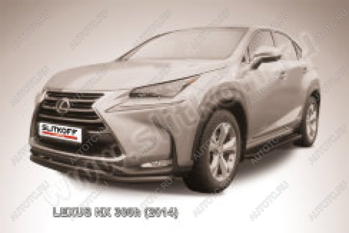 13 699 р. Защита переднего бампера d57+d42 двойная радиусная Slitkoff  Lexus NX300h  Z10 (2014-2017) дорестайлинг (нержавейка с полимерным покрытием в цвет черный)  с доставкой в г. Воронеж