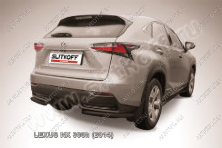 9 849 р. Защита заднего бампера уголки d57 Slitkoff  Lexus NX300h  Z10 (2014-2017) дорестайлинг (нержавейка с полимерным покрытием в цвет черный)  с доставкой в г. Воронеж