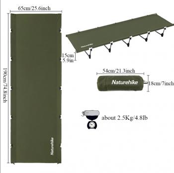 8 899 р. Раскладушка Naturehike XJC05, 190х65х15 см, до150 кг, темно-зеленая  nh20jj001-agr  с доставкой в г. Воронеж. Увеличить фотографию 4