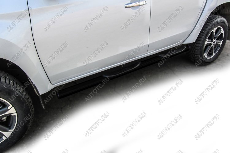 22 799 р. Защита порогов d76 с проступями Slitkoff  Mitsubishi L200  5 KK,KL (2018-2022) рестайлинг (нержавейка с полимерным покрытием в цвет черный)  с доставкой в г. Воронеж