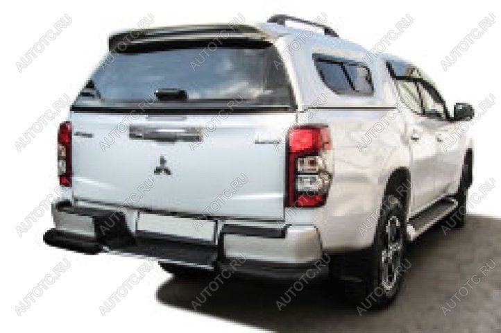 12 999 р. Защита заднего бампера уголки с бампером d76 Slitkoff Mitsubishi L200 5 KK,KL рестайлинг (2018-2022) (нержавейка с полимерным покрытием в цвет черный)  с доставкой в г. Воронеж