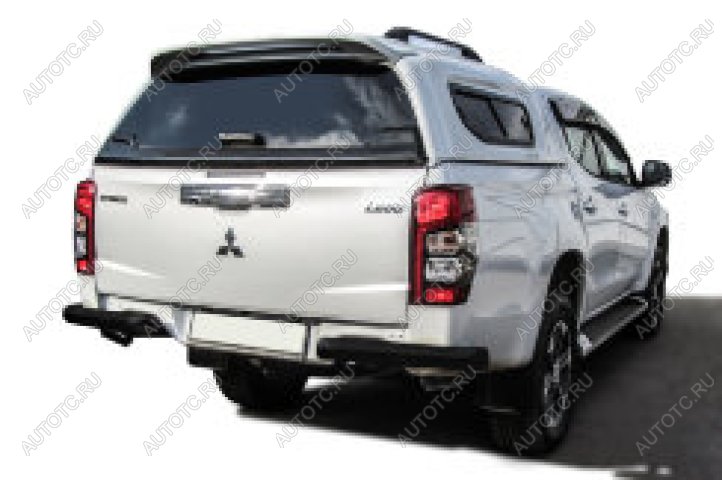 14 099 р. Защита заднего бампера уголки без бампера d76 Slitkoff Mitsubishi L200 5 KK,KL рестайлинг (2018-2022) (нержавейка с полимерным покрытием в цвет черный)  с доставкой в г. Воронеж