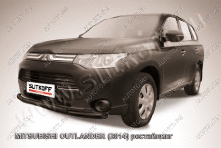 13 899 р. Защита переднего бампера d57+d42 двойная Slitkoff  Mitsubishi Outlander  GF (2014-2016) 1-ый рестайлинг (нержавейка с полимерным покрытием в цвет черный)  с доставкой в г. Воронеж