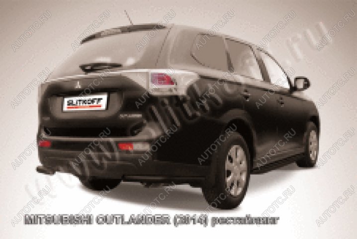 8 999 р. Защита заднего бампера уголки d57 Slitkoff  Mitsubishi Outlander  GF (2014-2016) 1-ый рестайлинг (нержавейка с полимерным покрытием в цвет черный)  с доставкой в г. Воронеж