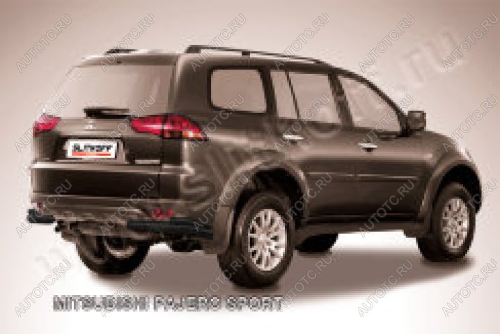 9 999 р. Защита заднего бампера уголки d57+d42 двойные Slitkoff  Mitsubishi Pajero Sport  PA (2004-2008) рестайлинг (нержавейка с полимерным покрытием в цвет черный)  с доставкой в г. Воронеж