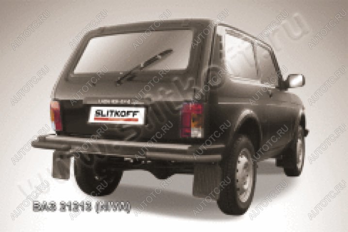 6 999 р. Защита заднего бампера уголки d57 Slitkoff Лада Нива 4х4 2121 3 дв. дорестайлинг (1977-2019) (нержавейка с полимерным покрытием в цвет черный)  с доставкой в г. Воронеж