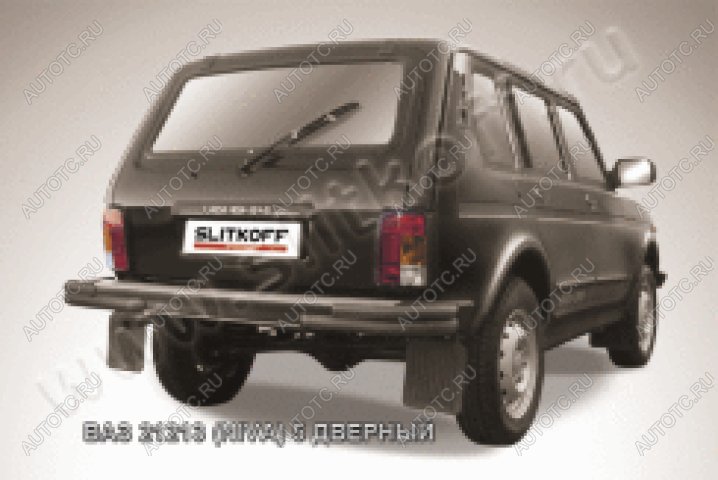 6 999 р. Защита заднего бампера уголки d57+d42 Slitkoff Лада нива 4х4 2131 5 дв. дорестайлинг (1993-2019) (нержавейка с полимерным покрытием в цвет черный)  с доставкой в г. Воронеж