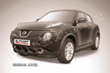 Защита переднего бампера d57+d42 двойная Slitkoff Nissan Juke 1 YF15 дорестайлинг (2010-2014) ()