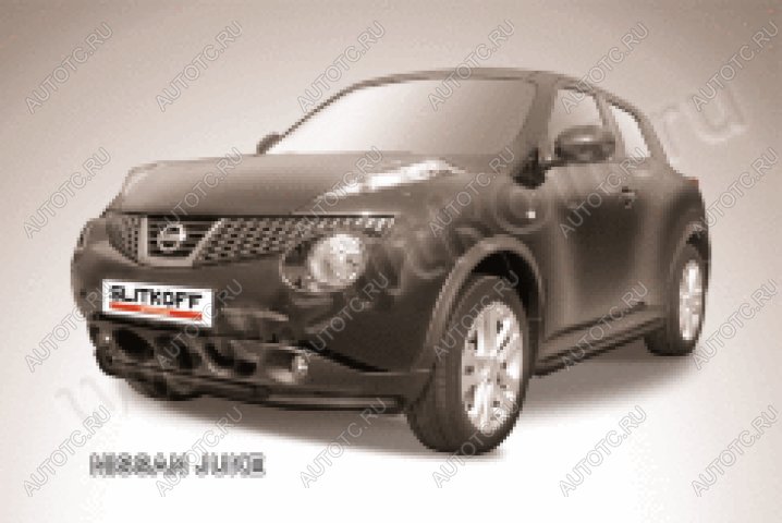 13 199 р. Защита переднего бампера d57+d42 двойная Slitkoff Nissan Juke 1 YF15 дорестайлинг (2010-2014) (нержавейка с полимерным покрытием в цвет черный)  с доставкой в г. Воронеж