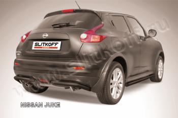 10 699 р. Защита заднего бампера уголки d57 Slitkoff Nissan Juke 1 YF15 дорестайлинг (2010-2014) (нержавейка с полимерным покрытием в цвет черный)  с доставкой в г. Воронеж. Увеличить фотографию 1