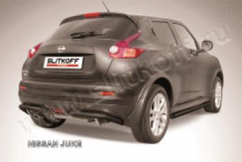 10 699 р. Защита заднего бампера уголки d57 (4WD) Slitkoff  Nissan Juke  1 YF15 (2010-2014) дорестайлинг (нержавейка с полимерным покрытием в цвет черный)  с доставкой в г. Воронеж. Увеличить фотографию 1