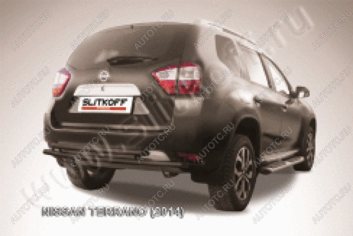 11 199 р. Защита заднего бампера d76+d42 двойная Slitkoff  Nissan Terrano  D10 (2013-2022) дорестайлинг, рестайлинг (нержавейка с полимерным покрытием в цвет черный)  с доставкой в г. Воронеж