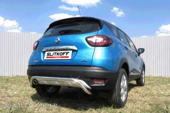 Защита заднего бампера d42 скоба (2WD) Slitkoff Renault Kaptur дорестайлинг (2016-2020) ()