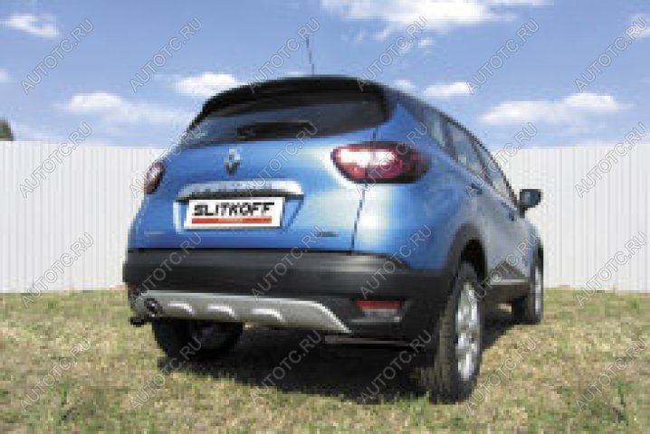 8 399 р. Защита заднего бампера уголки d42 (2WD) Slitkoff Renault Kaptur дорестайлинг (2016-2020) (нержавейка с полимерным покрытием в цвет черный)  с доставкой в г. Воронеж