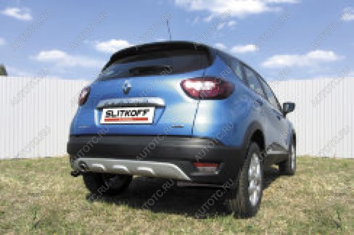 8 399 р. Защита заднего бампера уголки d42 (4WD) Slitkoff  Renault Kaptur (2016-2020) дорестайлинг (нержавейка с полимерным покрытием в цвет черный)  с доставкой в г. Воронеж