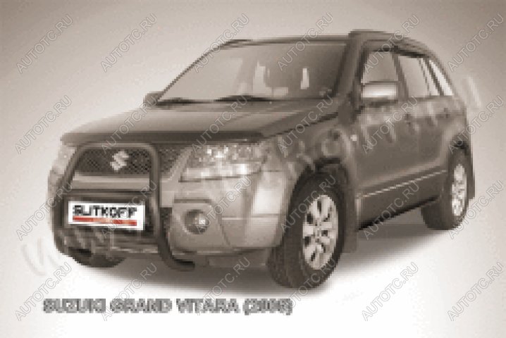 26 399 р. Защита переднего бампера кенгурятник d57 высокий Slitkoff  Suzuki Grand Vitara ( JT 5 дверей,  JT 3 двери) (2005-2008) дорестайлинг (нержавейка с полимерным покрытием в цвет черный)  с доставкой в г. Воронеж