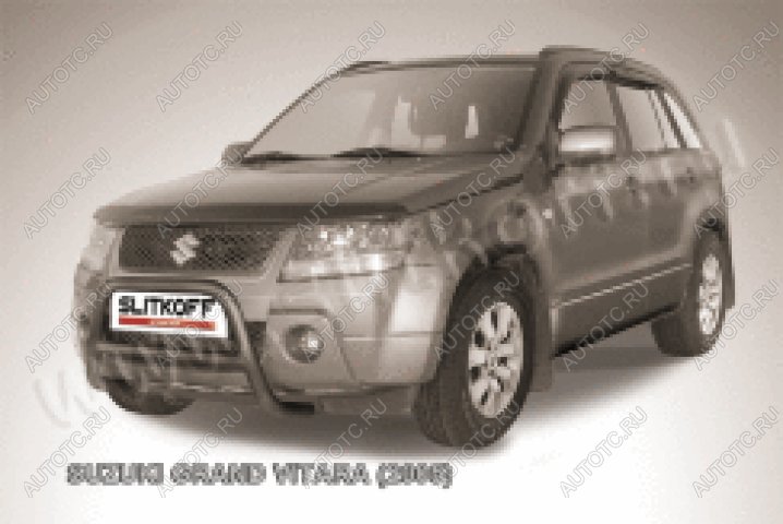 24 449 р. Защита переднего бампера кенгурятник d57 низкий Slitkoff  Suzuki Grand Vitara ( JT 5 дверей,  JT 3 двери) (2005-2008) дорестайлинг (нержавейка с полимерным покрытием в цвет черный)  с доставкой в г. Воронеж