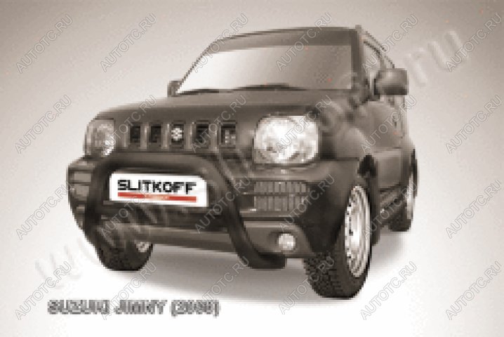 33 699 р. Защита переднего бампера кенгурятник d76 низкий Slitkoff  Suzuki Jimny  JB23/JB43 (1998-2018) дорестайлинг, 1-ый рестайлинг, 2-ой рестайлинг (нержавейка с полимерным покрытием в цвет черный)  с доставкой в г. Воронеж