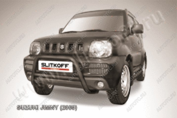24 449 р. Защита переднего бампера кенгурятник d57 низкий Slitkoff  Suzuki Jimny  JB23/JB43 (1998-2018) дорестайлинг, 1-ый рестайлинг, 2-ой рестайлинг (нержавейка с полимерным покрытием в цвет черный)  с доставкой в г. Воронеж