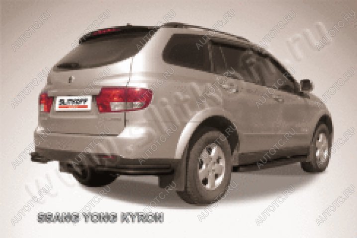 9 999 р. Защита заднего бампера уголки d57+d42 двойные Slitkoff  SSANGYONG Kyron (2007-2016) рестайлинг (нержавейка с полимерным покрытием в цвет черный)  с доставкой в г. Воронеж