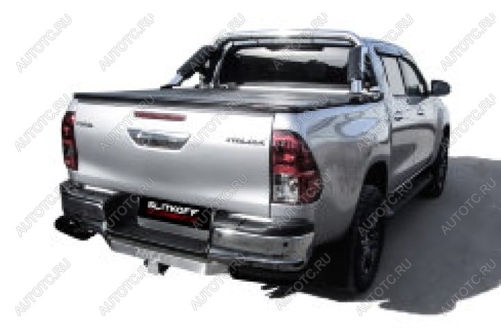 12 999 р. Защита заднего бампера уголки d76 Slitkoff  Toyota Hilux  AN120 (2020-2025) 2-ой рестайлинг (нержавейка с полимерным покрытием в цвет черный)  с доставкой в г. Воронеж
