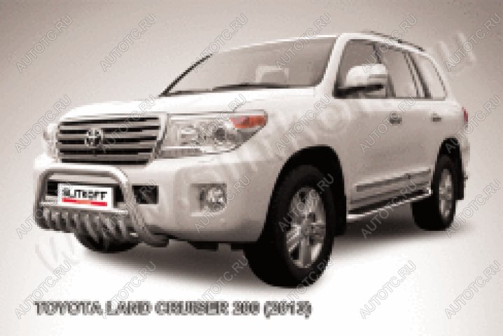46 999 р. Защита переднего бампера кенгурятник d76 низкий с ЗК Slitkoff  Toyota Land Cruiser  200 (2012-2015) 1-ый рестайлинг (нержавейка с полимерным покрытием в цвет черный)  с доставкой в г. Воронеж