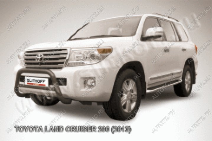 35 799 р. Защита переднего бампера кенгурятник d76 низкий Slitkoff  Toyota Land Cruiser  200 (2012-2015) 1-ый рестайлинг (нержавейка с полимерным покрытием в цвет черный)  с доставкой в г. Воронеж