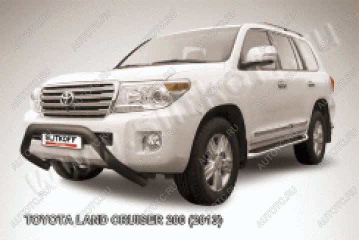 29 899 р. Защита переднего бампера кенгурятник d76 низкий мини Slitkoff  Toyota Land Cruiser  200 (2012-2015) 1-ый рестайлинг (нержавейка с полимерным покрытием в цвет черный)  с доставкой в г. Воронеж