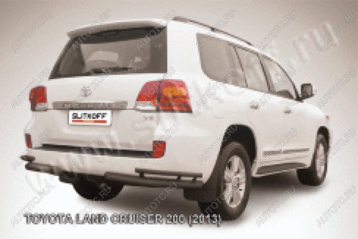 16 899 р. Защита заднего бампера уголки двойные d76+d42 Slitkoff  Toyota Land Cruiser  200 (2012-2015) 1-ый рестайлинг (нержавейка с полимерным покрытием в цвет черный)  с доставкой в г. Воронеж