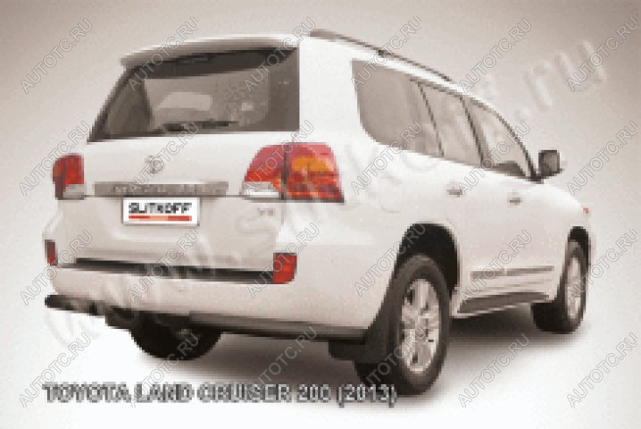 14 099 р. Защита заднего бампера уголки d76 Slitkoff  Toyota Land Cruiser  200 (2012-2015) 1-ый рестайлинг (нержавейка с полимерным покрытием в цвет черный)  с доставкой в г. Воронеж