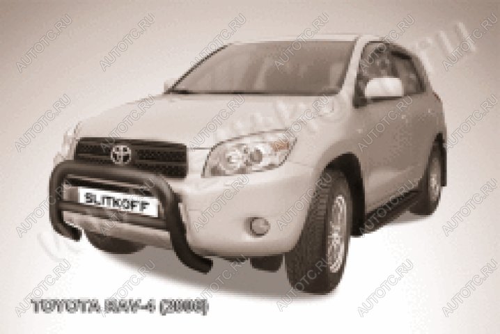 29 899 р. Защита переднего бампера кенгурятник d76 низкий Slitkoff  Toyota RAV4  XA305 (2005-2009) 5 дв. дорестайлинг (нержавейка с полимерным покрытием в цвет черный)  с доставкой в г. Воронеж