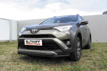 Защита переднего бампера d57+d42 двойная Slitkoff Toyota RAV4 XA50 5 дв. дорестайлинг (2018-2025) ()