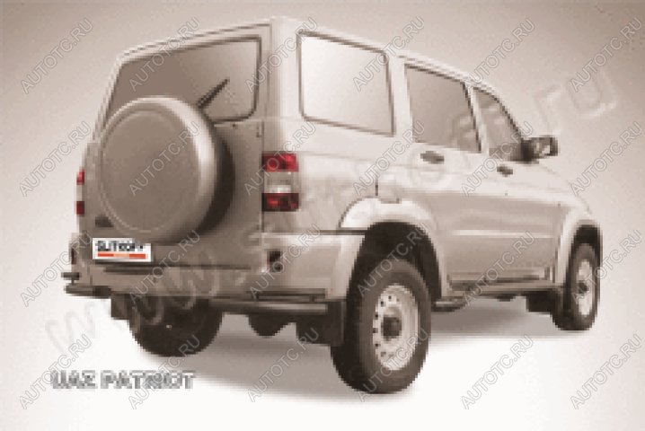 7 549 р. Защита заднего бампера уголки d57+d42 двойные Slitkoff Уаз Патриот 3163 5 дв. дорестайлинг (2005-2013) (нержавейка с полимерным покрытием в цвет черный)  с доставкой в г. Воронеж