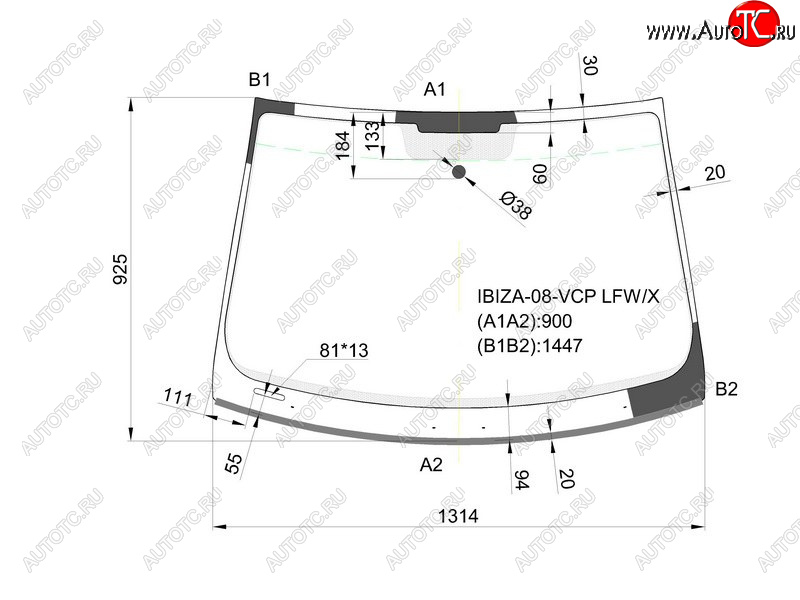 8 599 р. Стекло лобовое (Молдинг) SEAT Ibiza 08-17 XYG IBIZA-08-VCP LFW/X  с доставкой в г. Воронеж