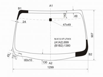 7 299 р. Стекло лобовое Nissan March 10-22  Micra 10-20 XYG NI-K13-VP LFW/X  с доставкой в г. Воронеж. Увеличить фотографию 1