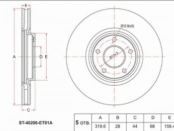 Передний тормозной диск(вентилируемый, Ø320) SAT Nissan Juke 1 YF15 дорестайлинг (2010-2014)