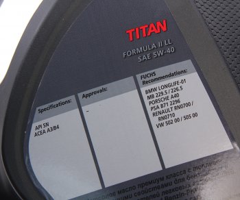 3 299 р. Масло моторное TITAN Formula II LL 5W40 синт.4л FUCHS FUCHS 0069491006  с доставкой в г. Воронеж. Увеличить фотографию 2