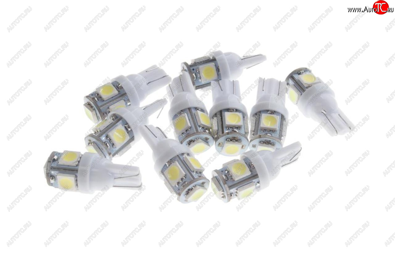 35 р. Лампа светодиодная 12V W5W T10 W2.1x9.5d 6000K 5 SMD 5050 White MEGA ELECTRIC MEGA ELECTRIC 010714w  с доставкой в г. Воронеж