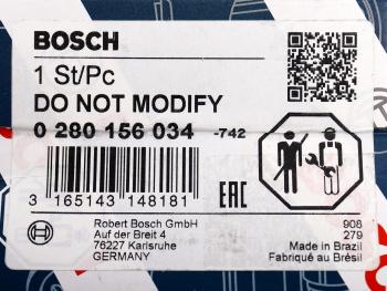 2 899 р. Форсунка PEUGEOT CITROEN топливная BOSCH BOSCH 0280156034 BOSCH 0280156034  с доставкой в г. Воронеж. Увеличить фотографию 6