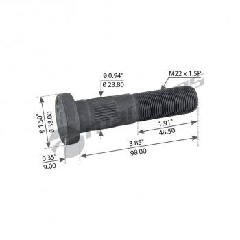 246 р. Шпилька колеса ROR TA,TC,TM (М22х1.5х98107) MANSONS MANSONS 033.810.003  с доставкой в г. Воронеж. Увеличить фотографию 3