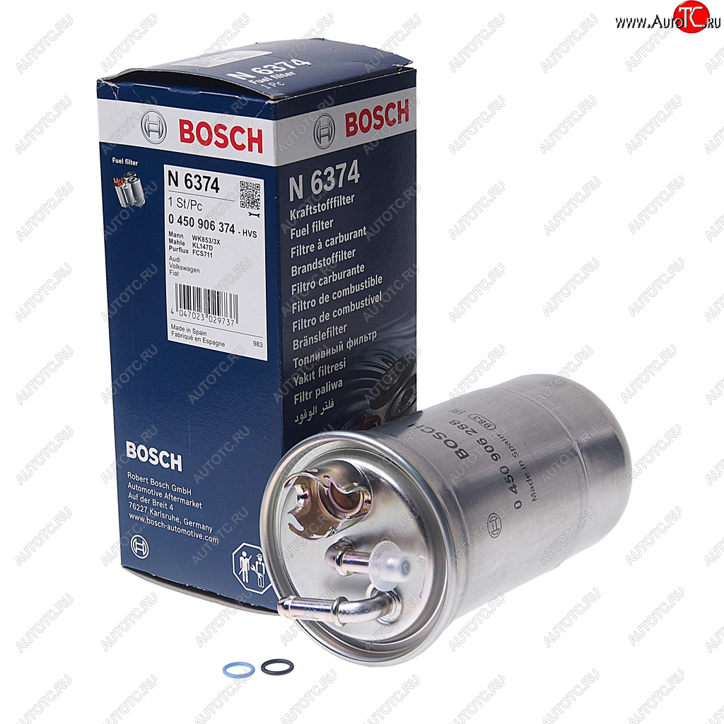 1 889 р. Фильтр топливный VW AUDI A4 (00-08) SKODA (1.9/2.0 TDI) FIAT Punto (94-99) (1.7 TD) BOSCH BOSCH 0450906374 BOSCH 0450906374  с доставкой в г. Воронеж